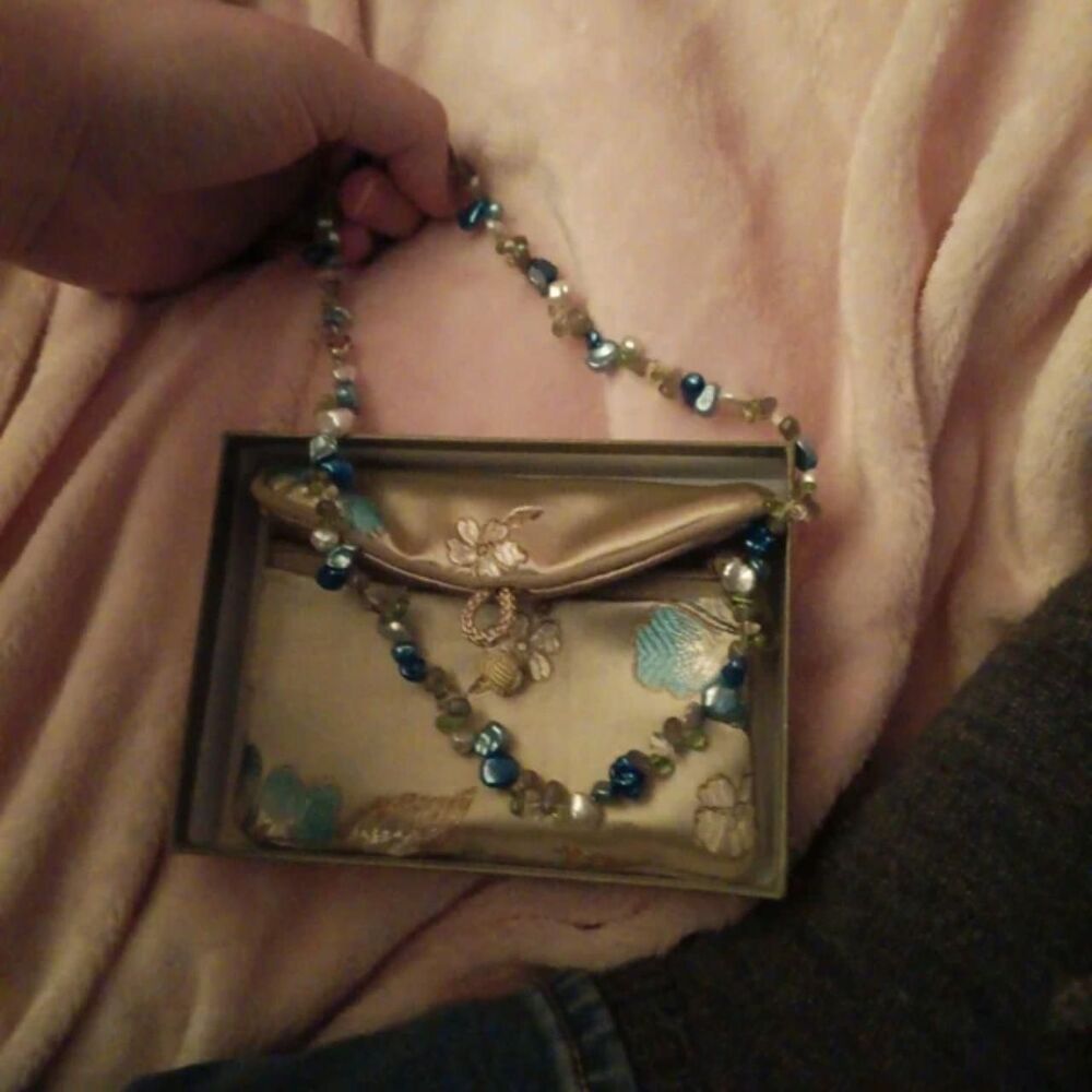 Blue white and green freshwater pearl necklace by honora collection glam